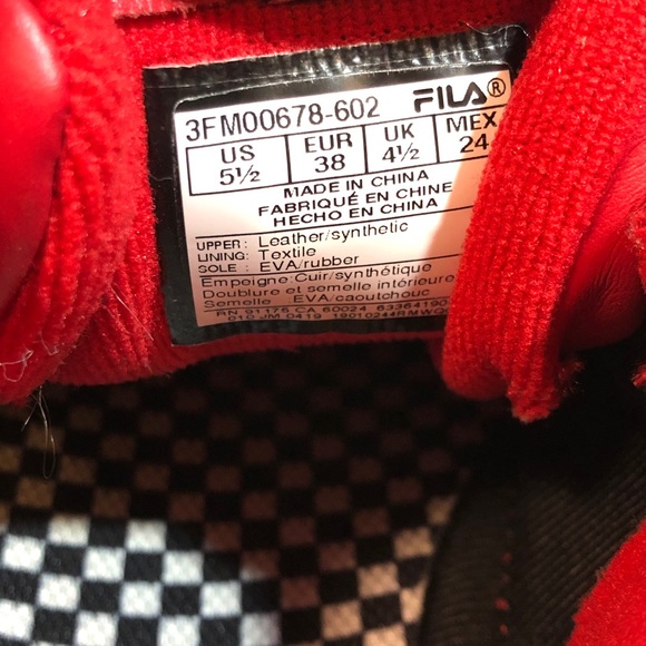Fila Red Sneakers Shoes Size 5.5 - Picture 8 of 8